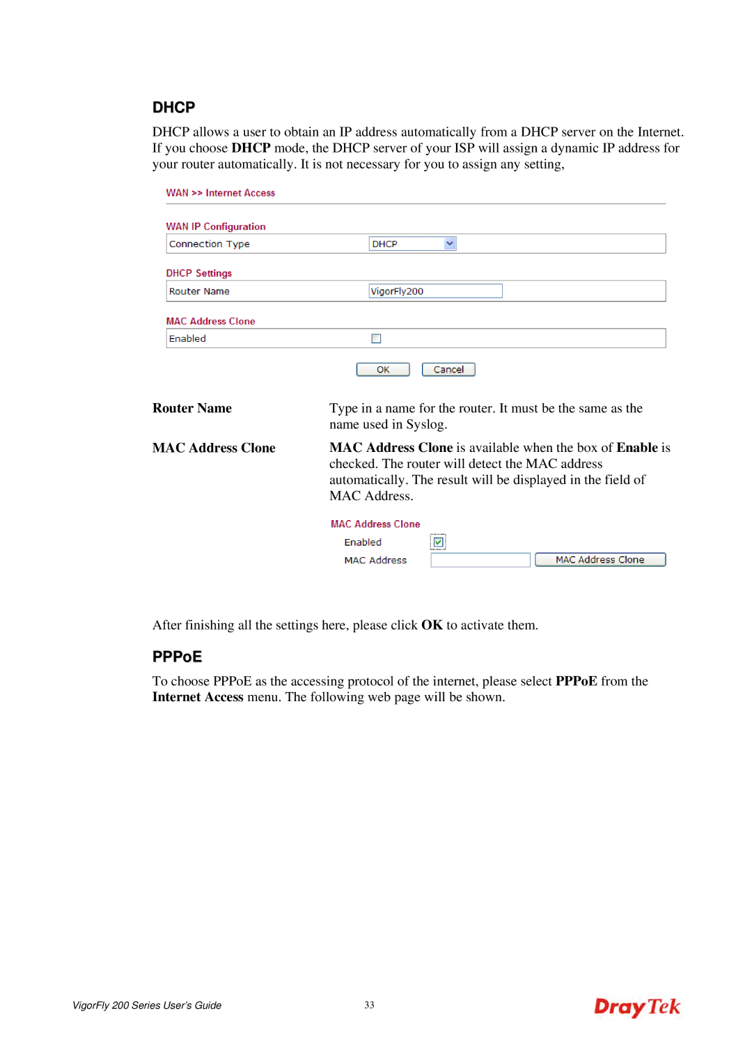 Draytek 200 manual PPPoE, Router Name 