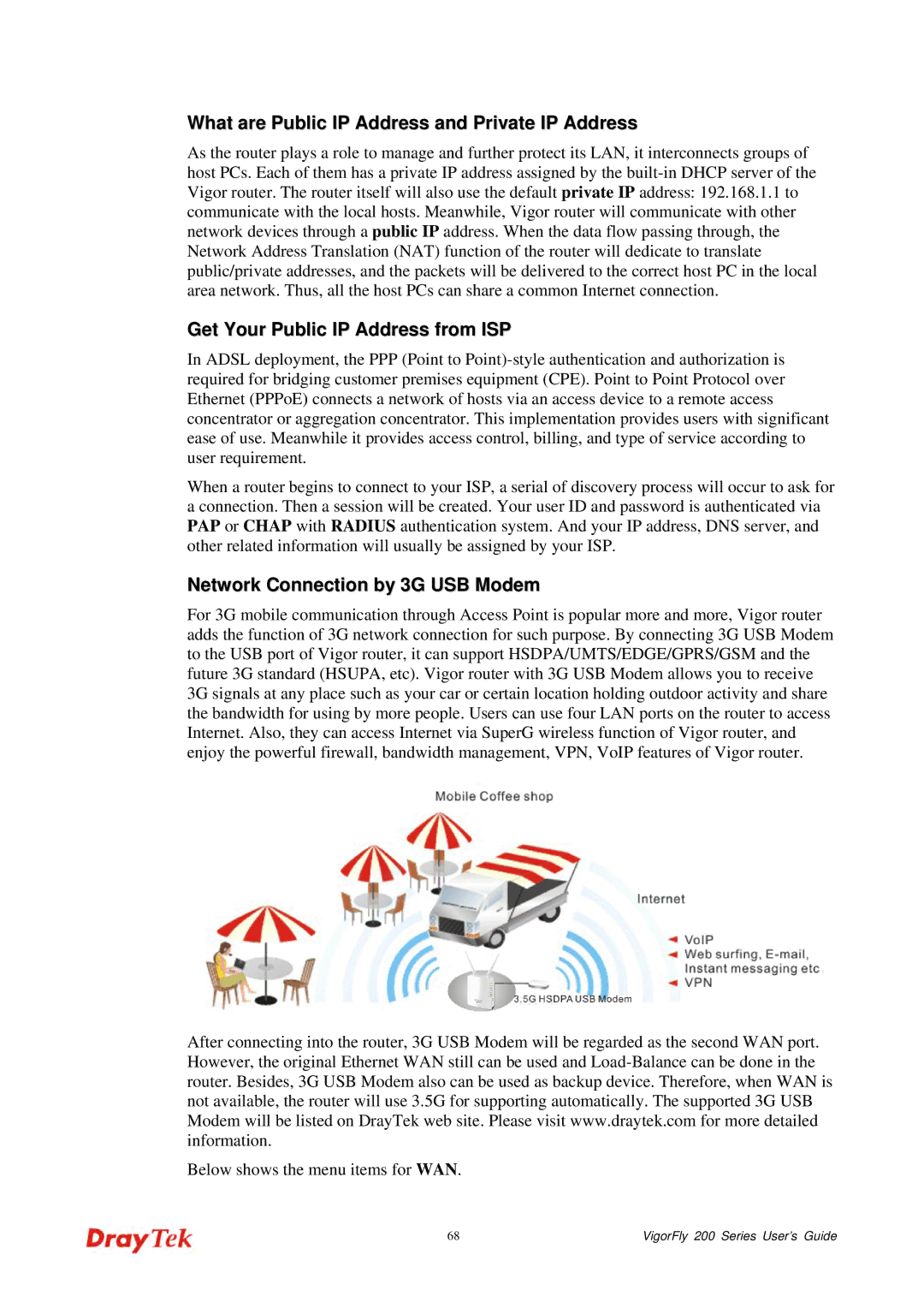 Draytek 200 manual What are Public IP Address and Private IP Address 