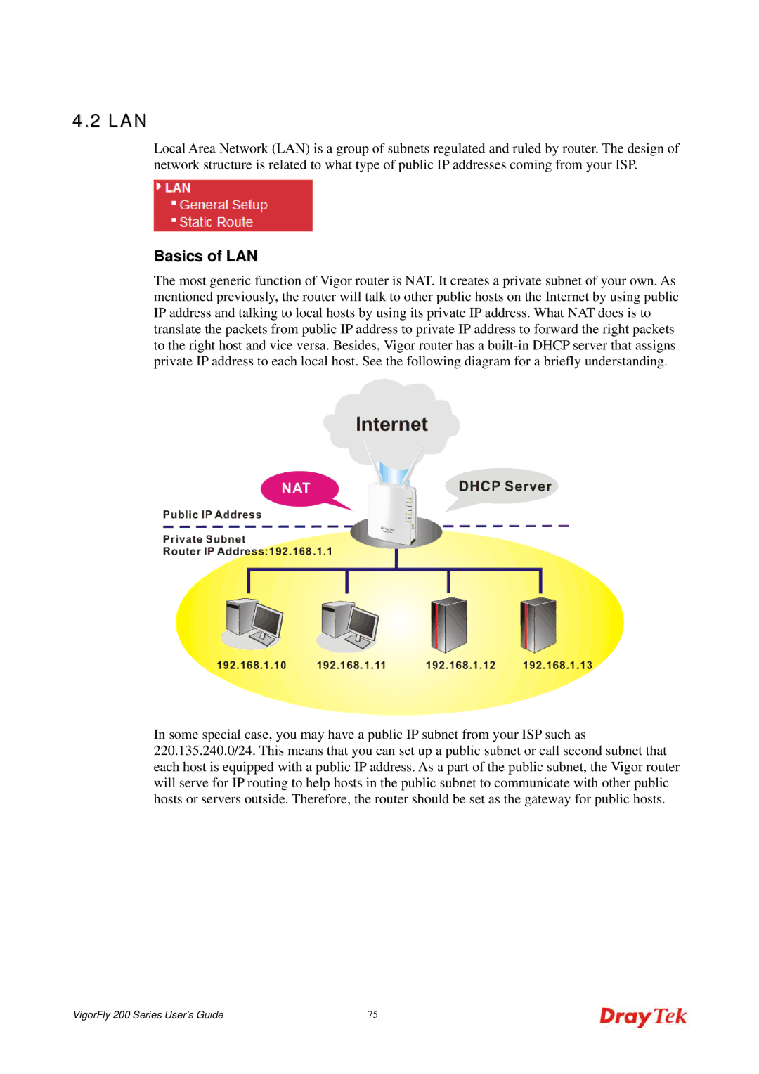 Draytek 200 manual Lan 