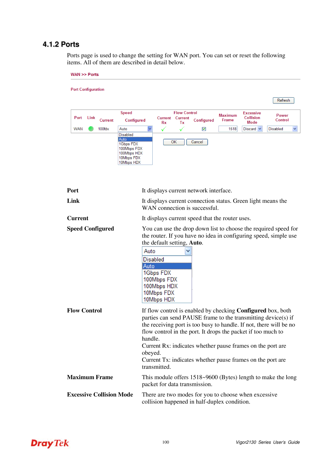 Draytek 2130 manual Router. If you have no idea in configuring speed, simple use 