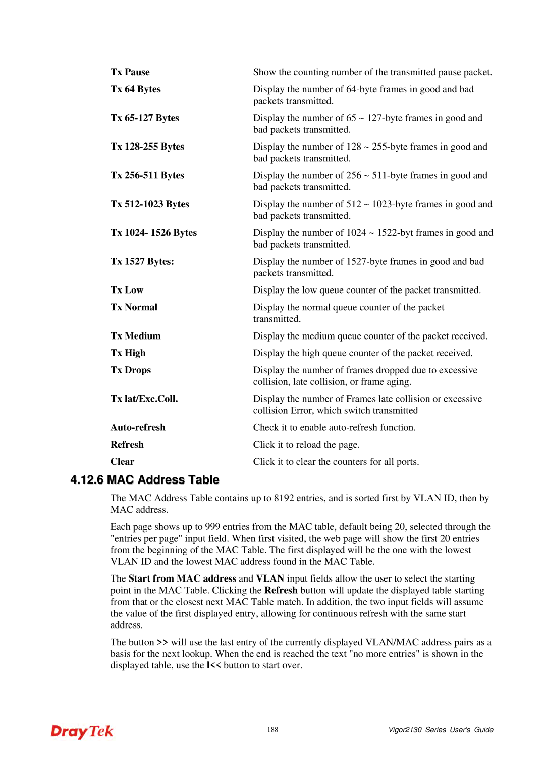 Draytek 2130 manual Bad packets transmitted 