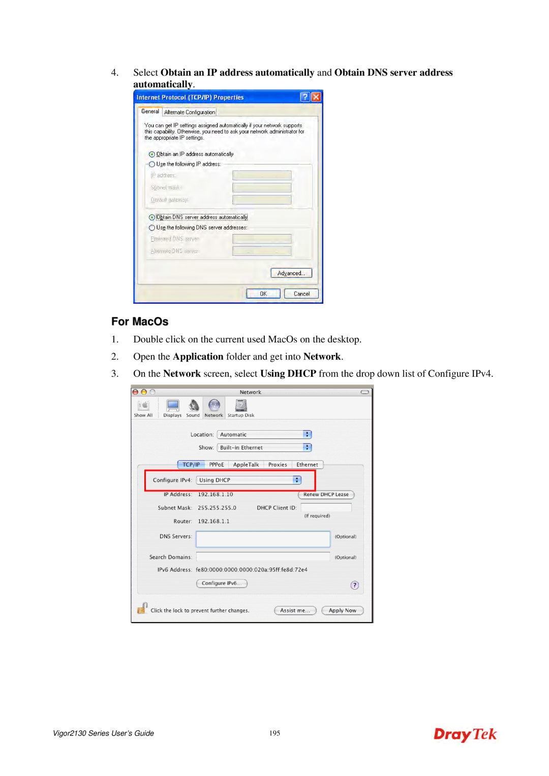 Draytek 2130 manual For MacOs 