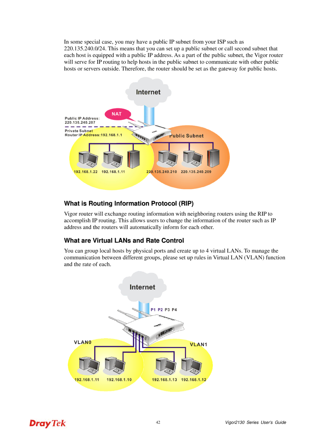 Draytek 2130 manual What is Routing Information Protocol RIP, What are Virtual LANs and Rate Control 