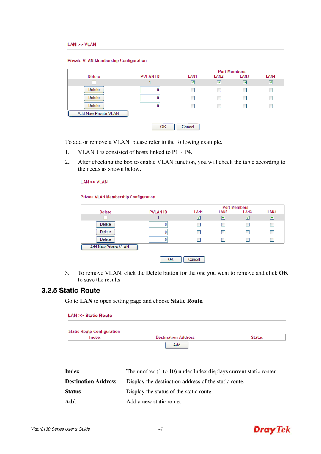 Draytek 2130 manual Static Route, Index 