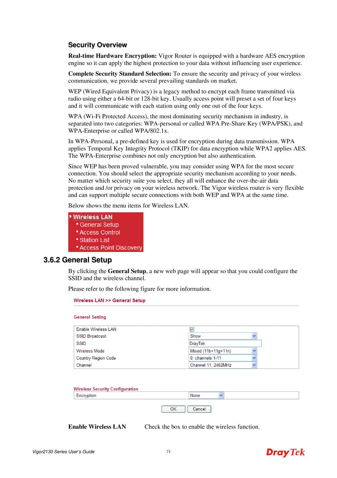 Draytek 2130 manual General Setup, Security Overview 