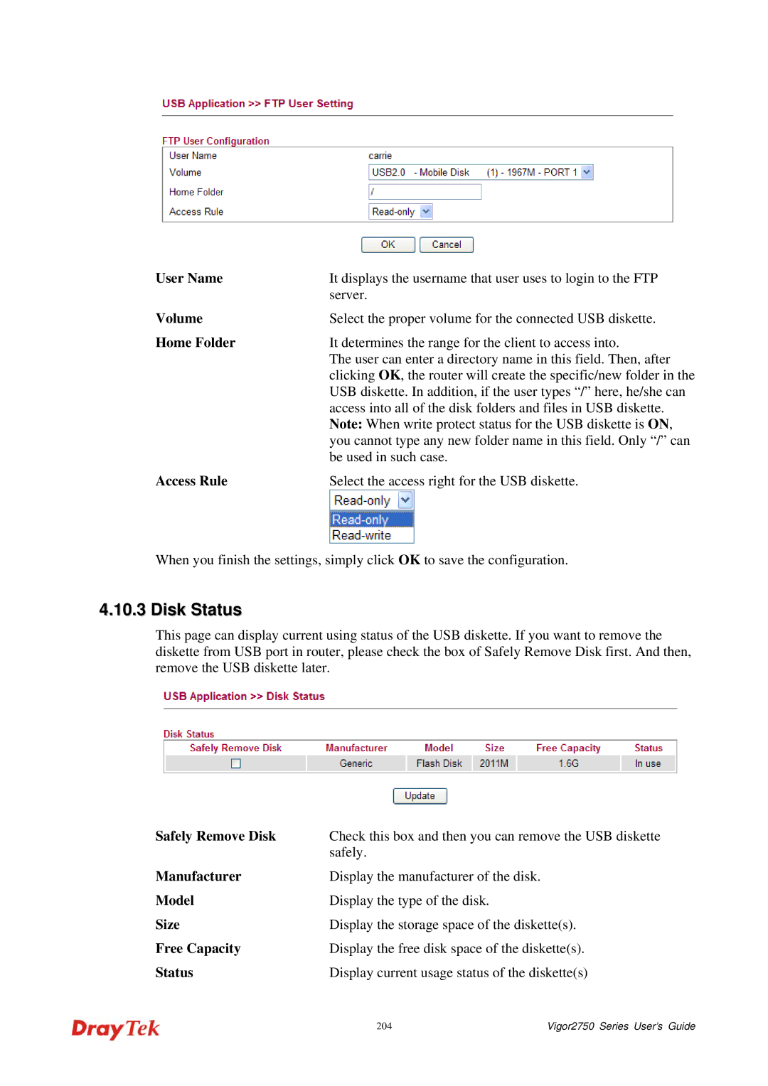 Draytek 2750 manual Check this box and then you can remove the USB diskette 