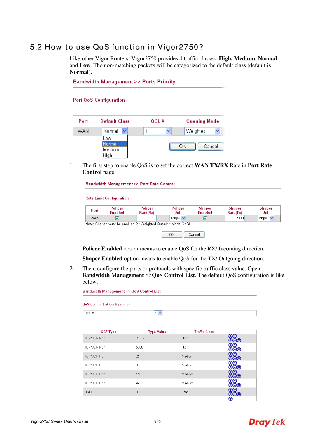 Draytek manual How to use QoS function in Vigor2750? 