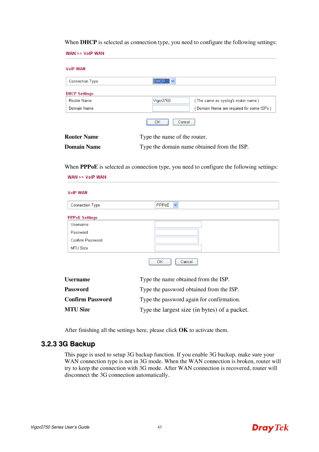 Draytek 2750 manual 3 3G Backup 