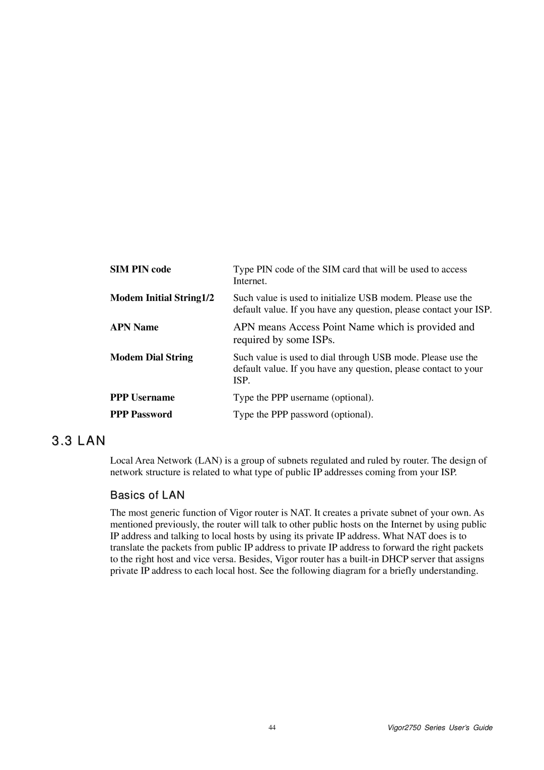 Draytek 2750 manual Lan, Basics of LAN 