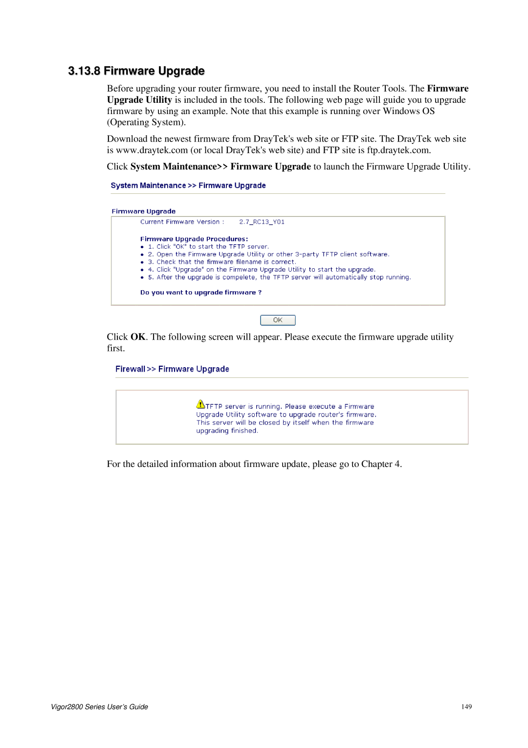 Draytek 2800 Series manual Firmware Upgrade 