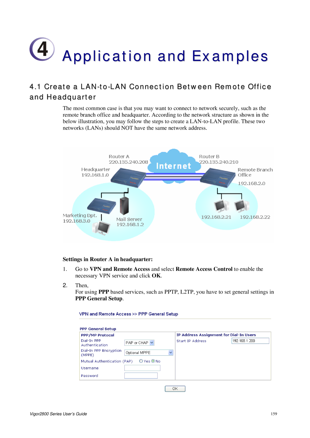 Draytek 2800 Series manual Application and Examples 