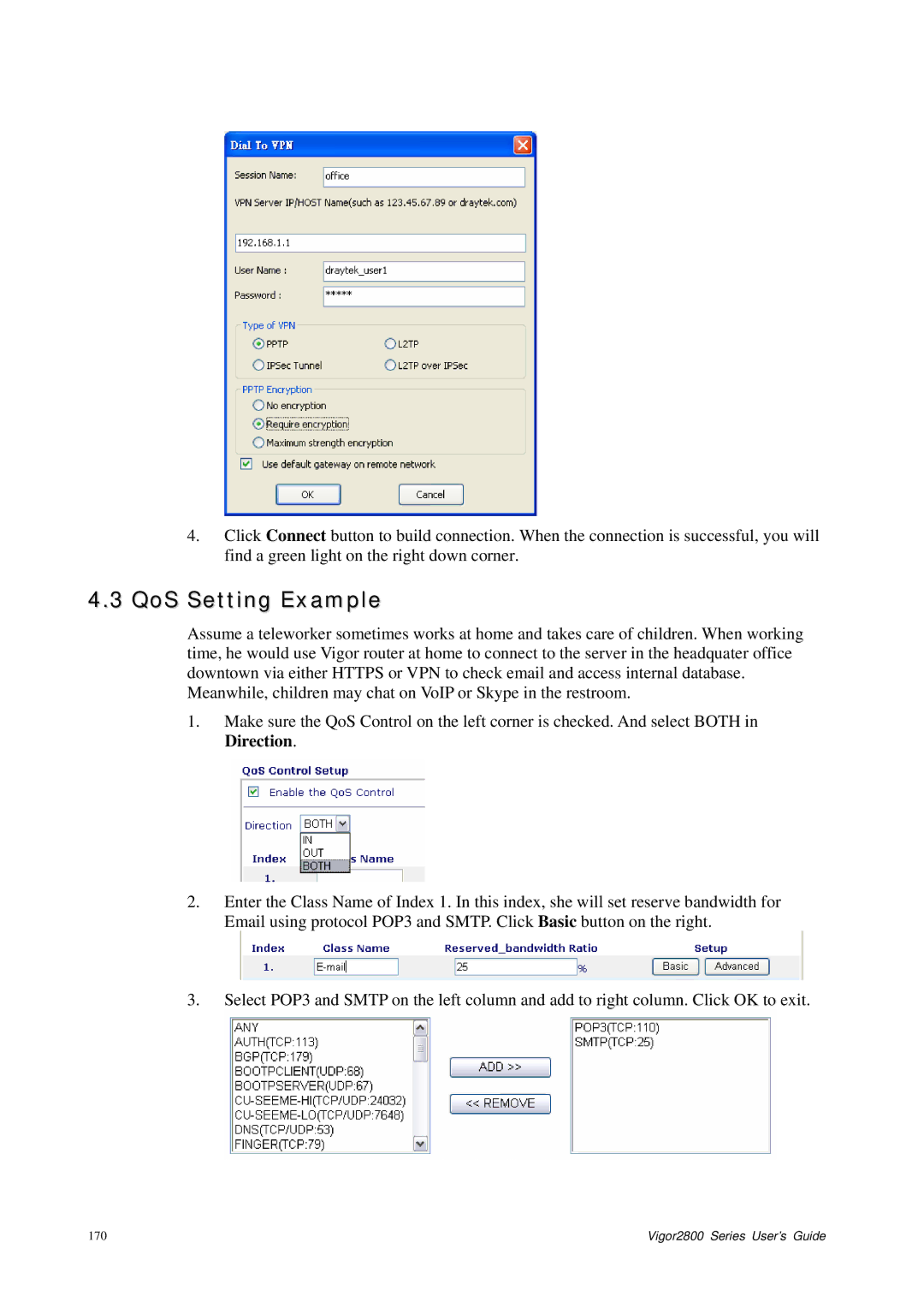 Draytek 2800 Series manual QoS Setting Example 