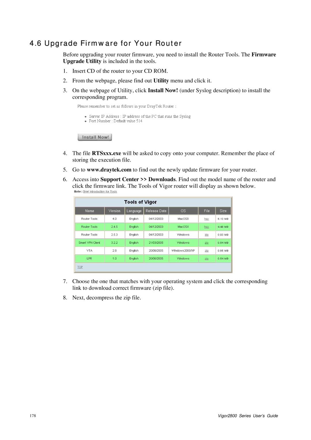 Draytek 2800 Series manual Upgrade Firmware for Your Router 