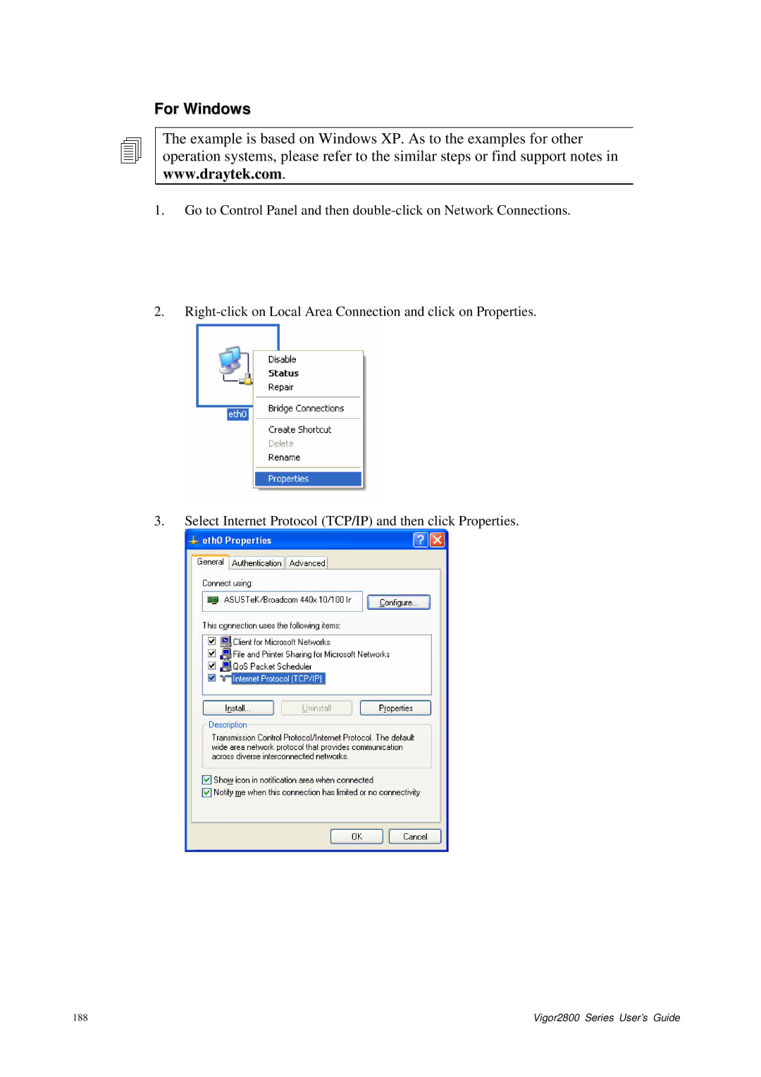 Draytek 2800 Series manual For Windows 