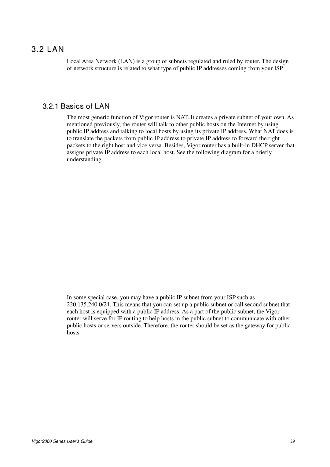 Draytek 2800 Series manual Lan, Basics of LAN 