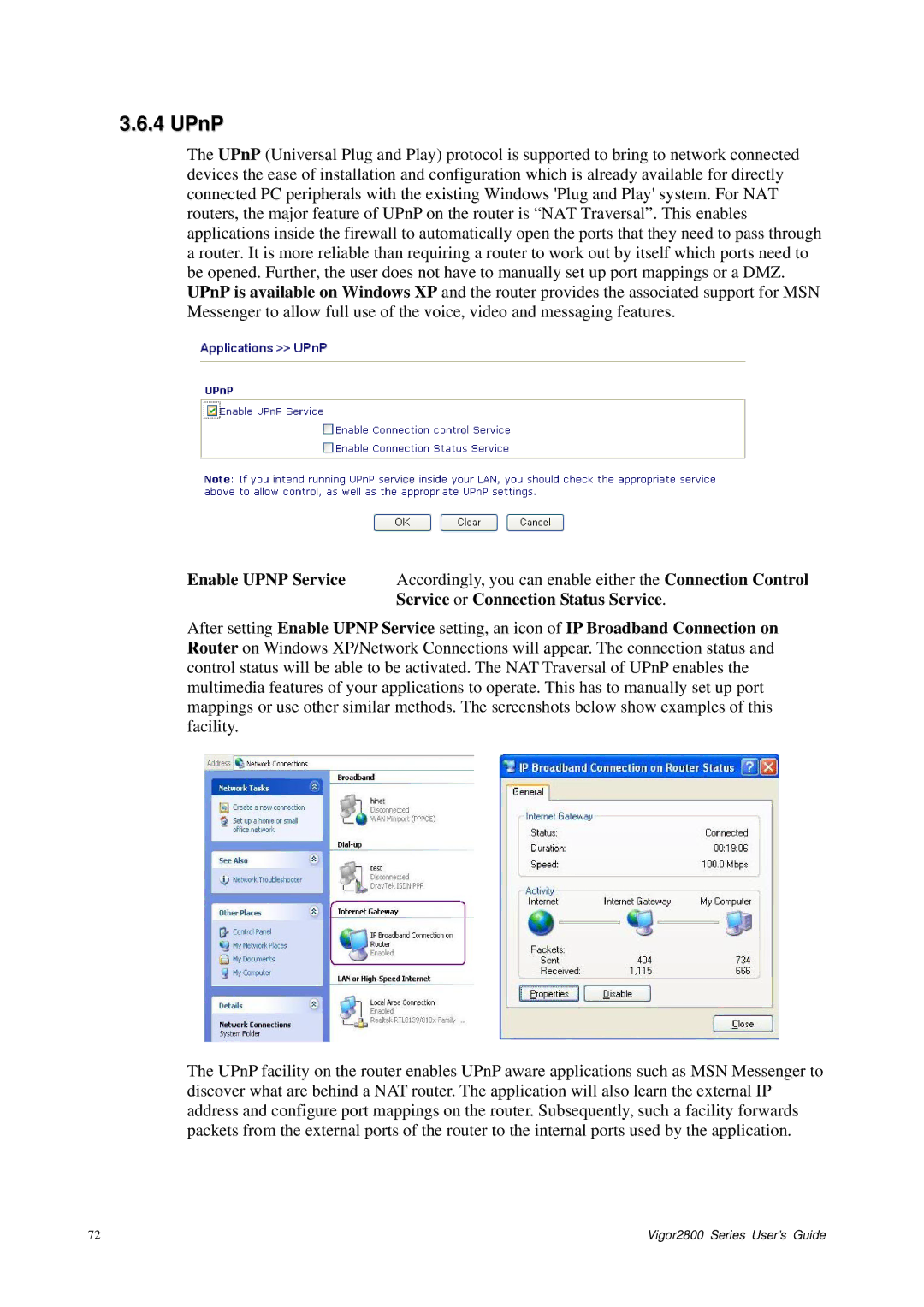 Draytek 2800 Series manual UPnP 