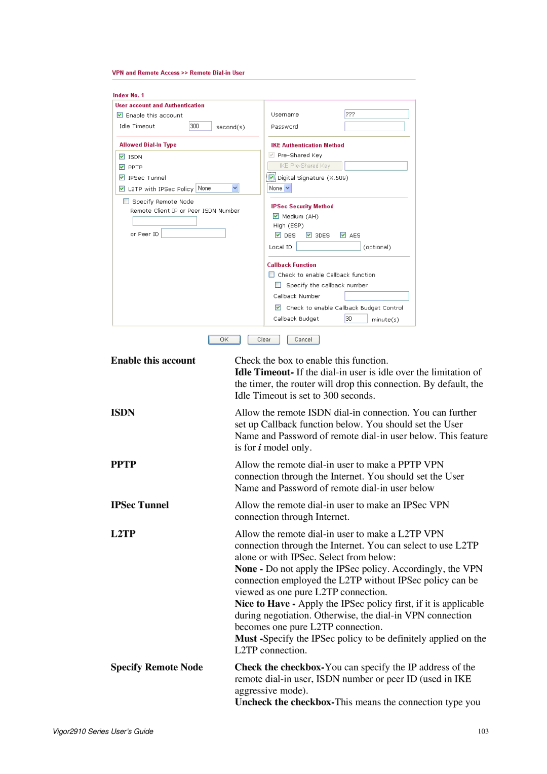 Draytek 2910 manual Isdn, Pptp, L2TP 