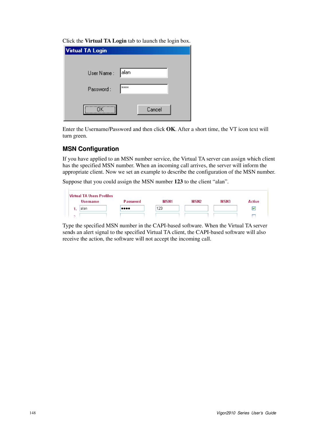 Draytek 2910 manual MSN Configuration 