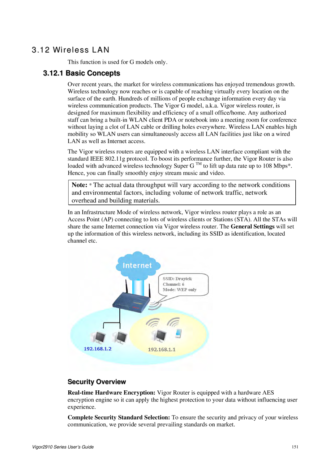 Draytek 2910 manual Wireless LAN, Basic Concepts, Security Overview 