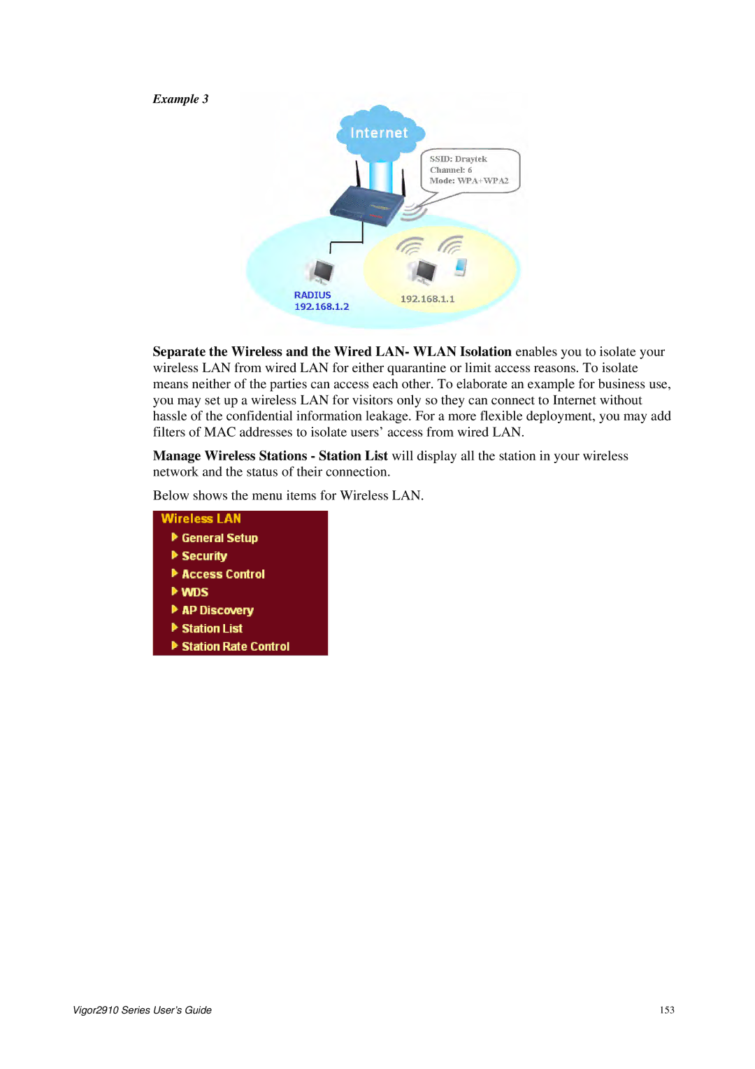 Draytek 2910 manual Below shows the menu items for Wireless LAN 