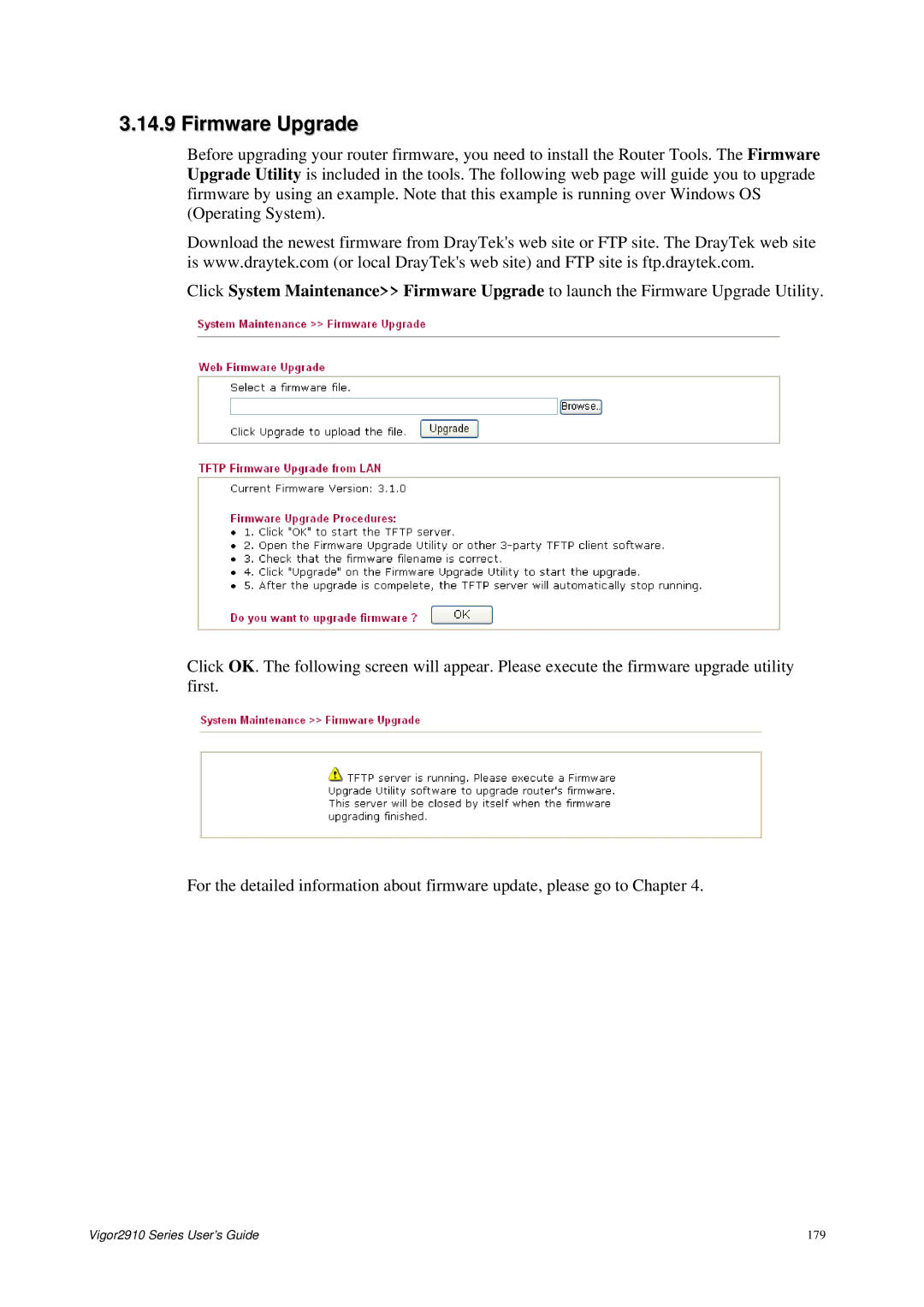 Draytek 2910 manual Firmware Upgrade 