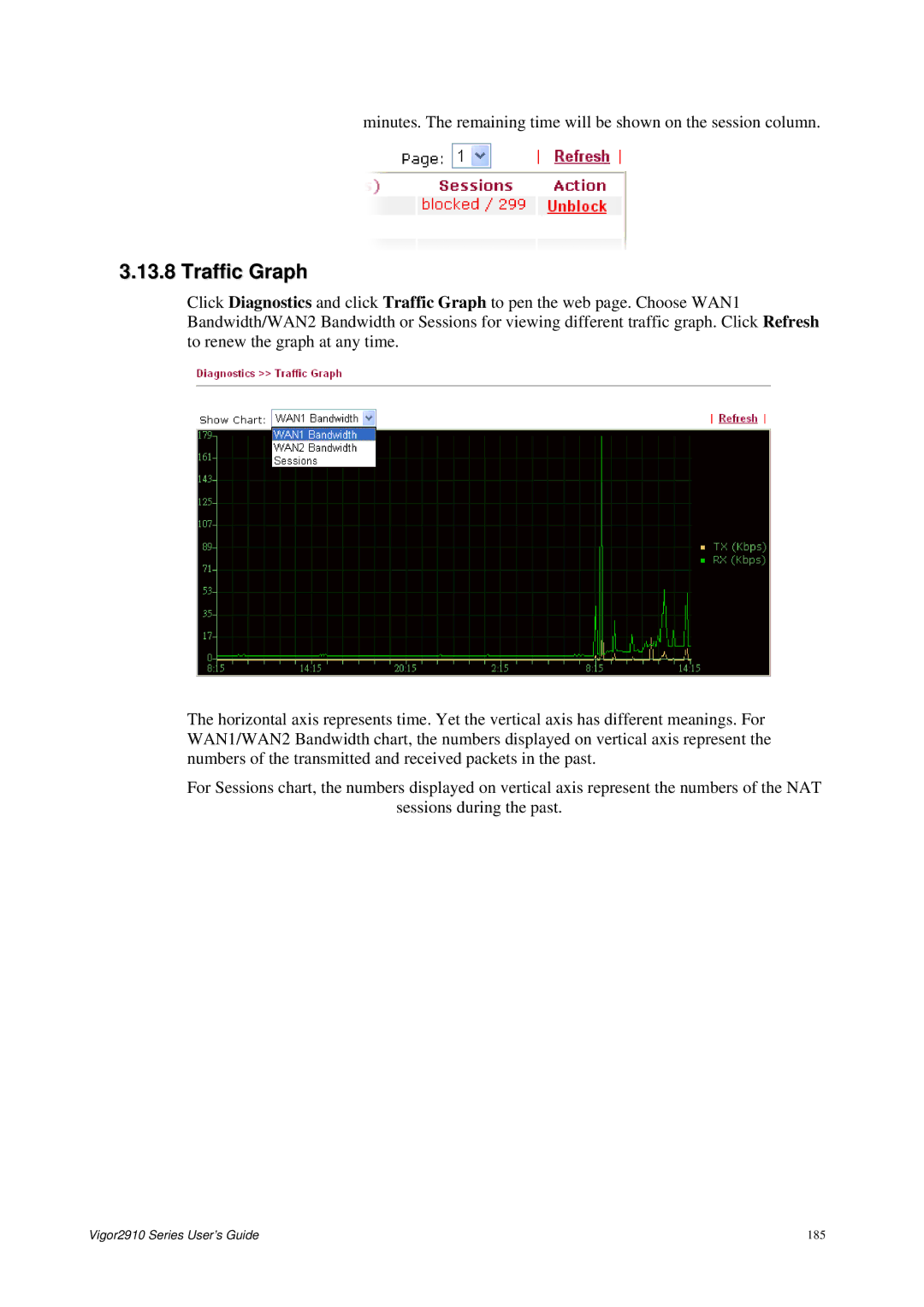 Draytek 2910 manual Traffic Graph 