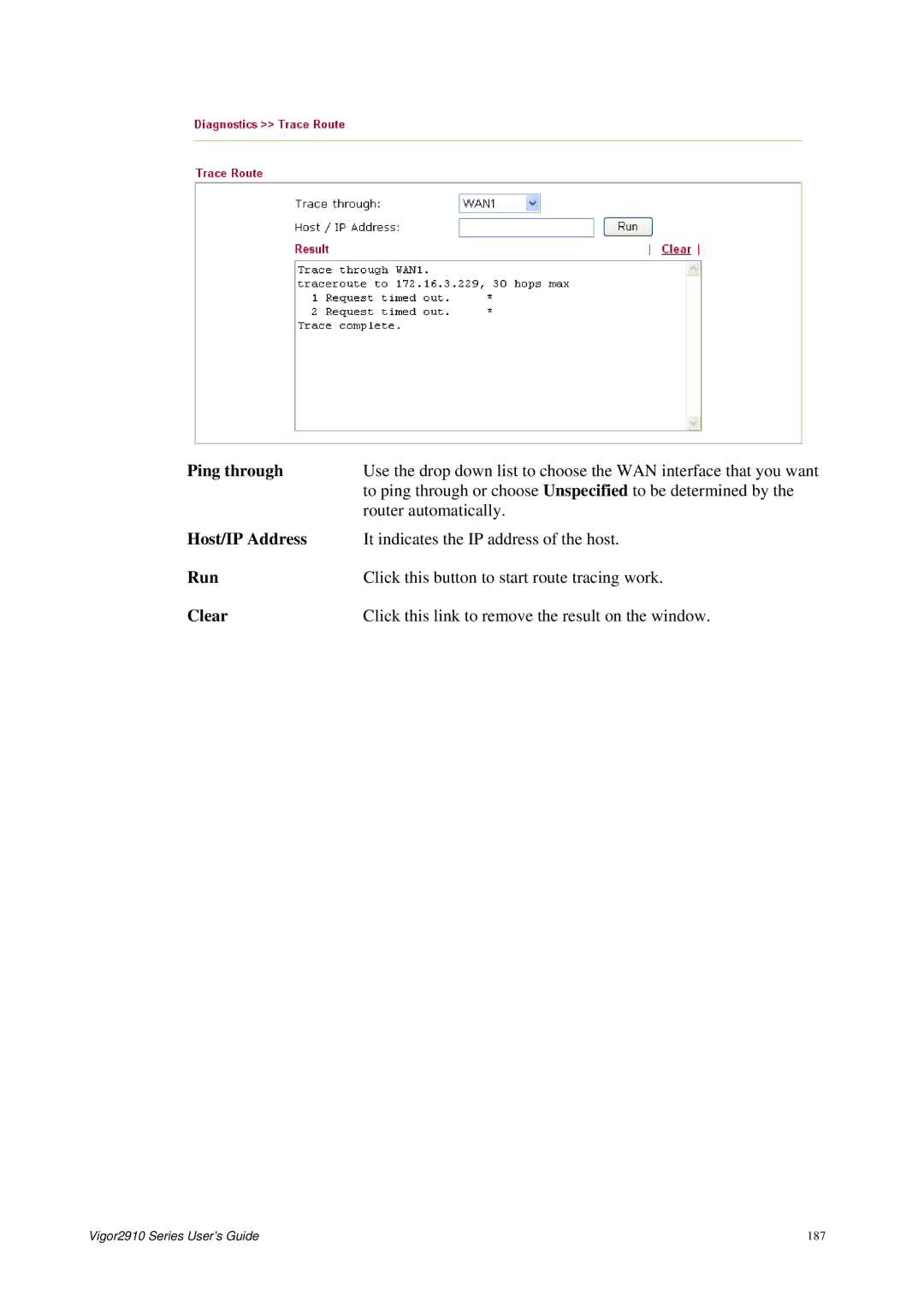 Draytek 2910 manual Host/IP Address 