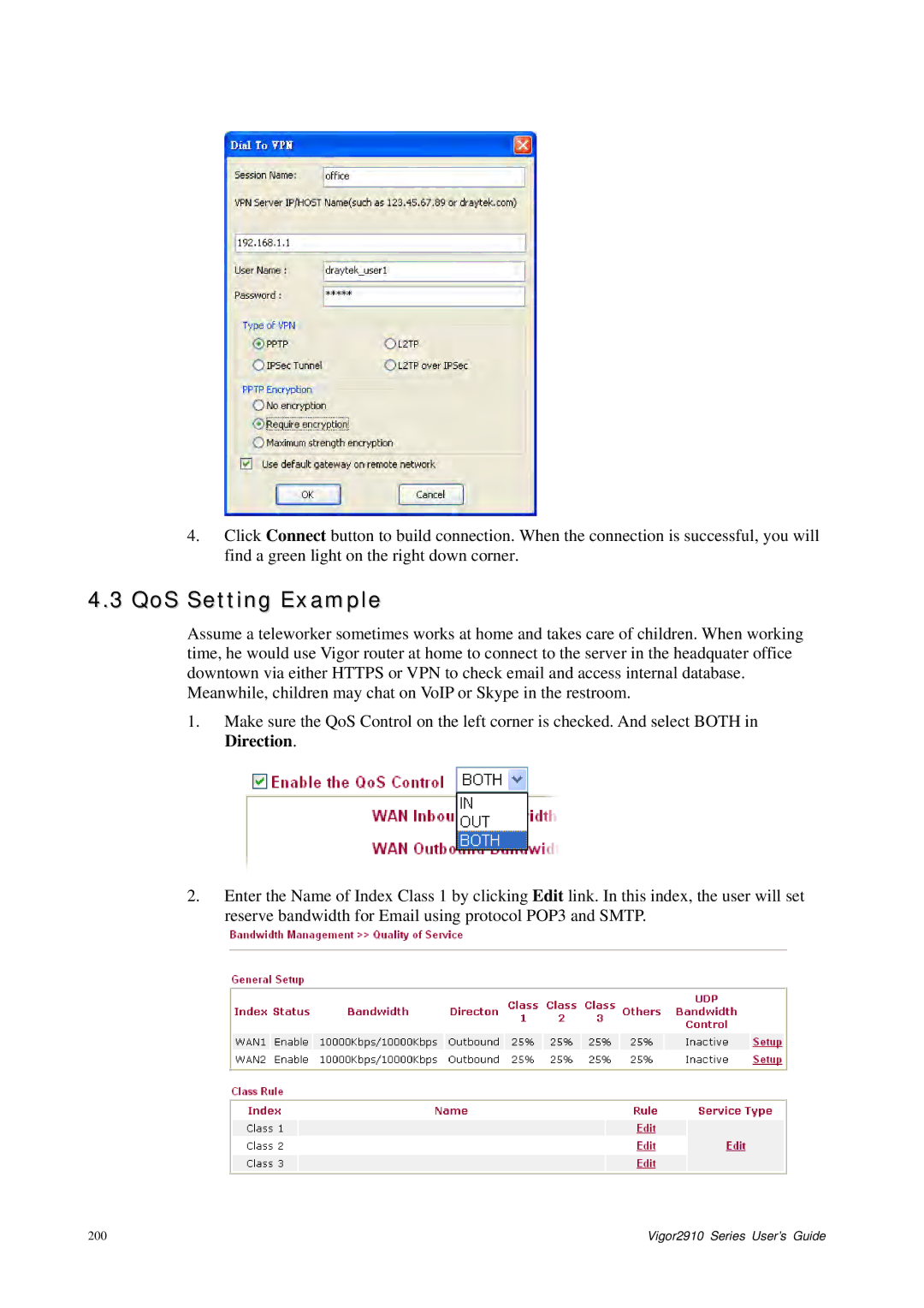 Draytek 2910 manual QoS Setting Example 