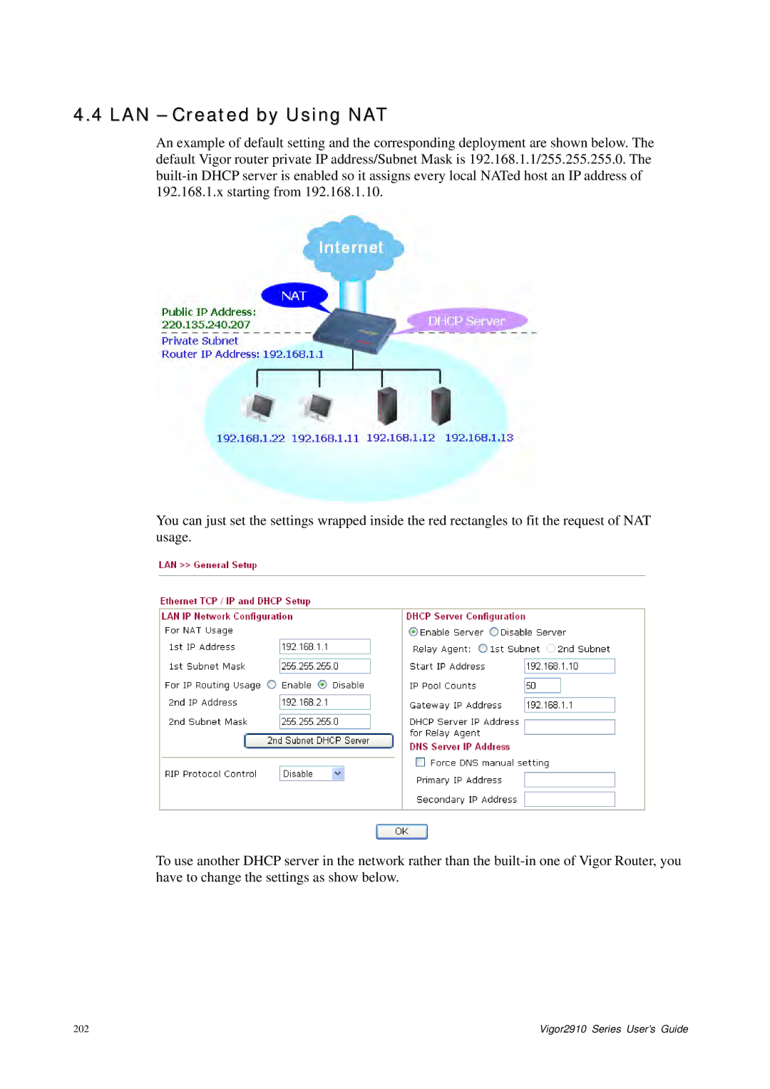 Draytek 2910 manual LAN Created by Using NAT 