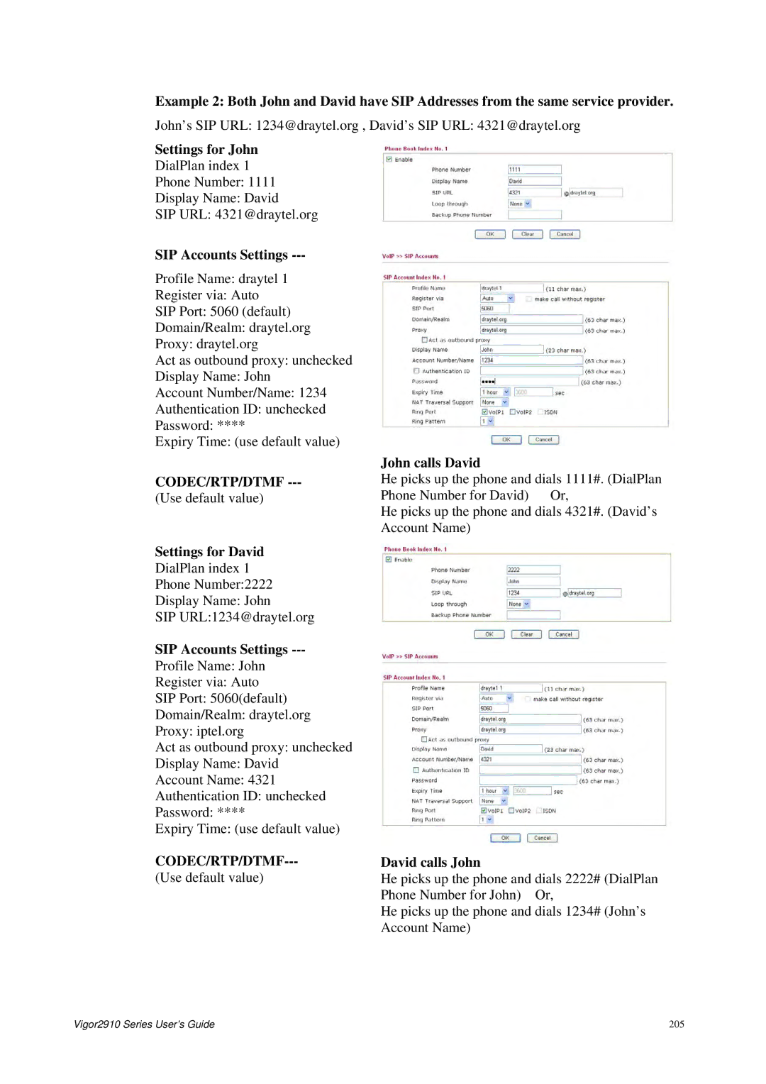 Draytek 2910 manual SIP URL 4321@draytel.org 