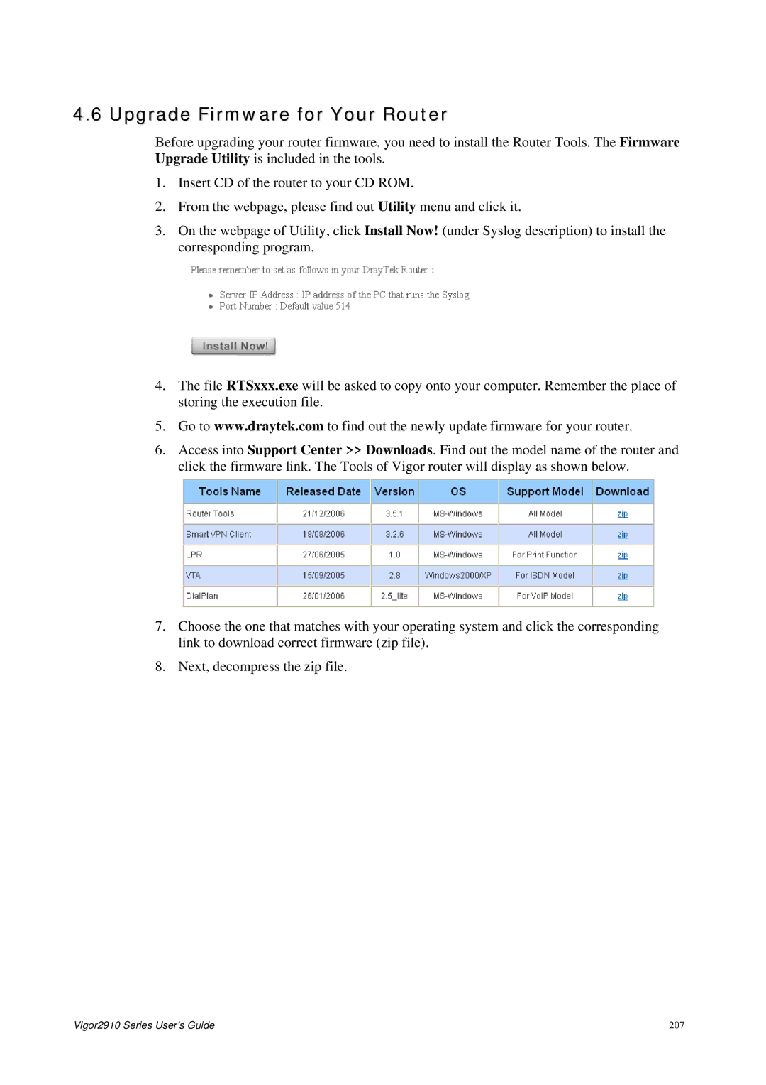 Draytek 2910 manual Upgrade Firmware for Your Router 