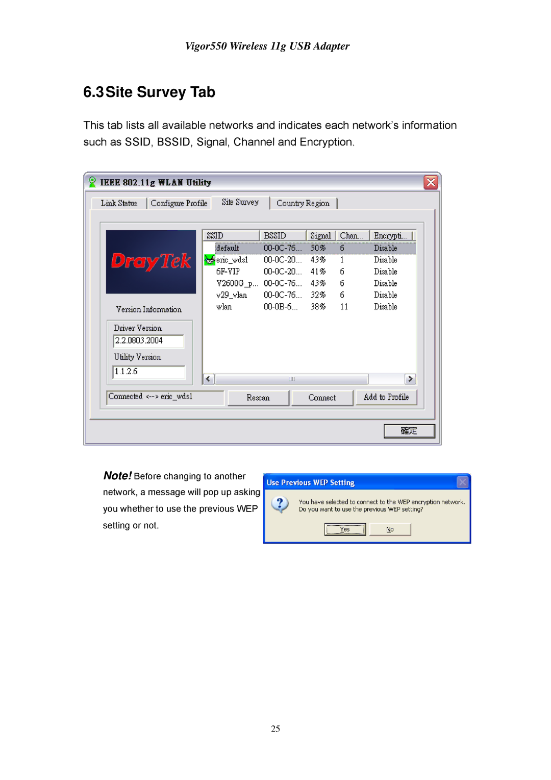 Draytek 550 manual 3Site Survey Tab 