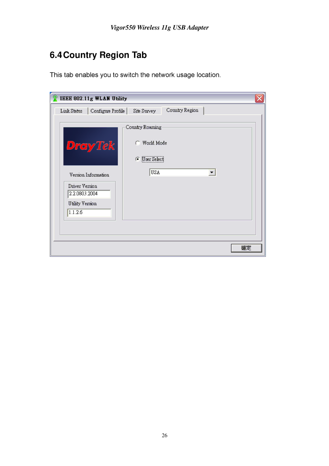 Draytek 550 manual 4Country Region Tab 