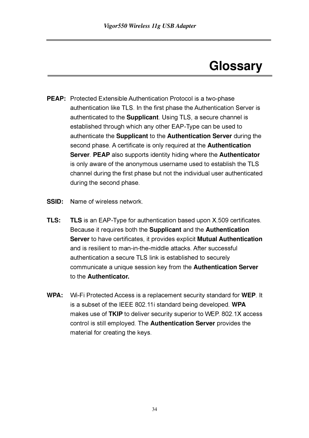 Draytek 550 manual Glossary 