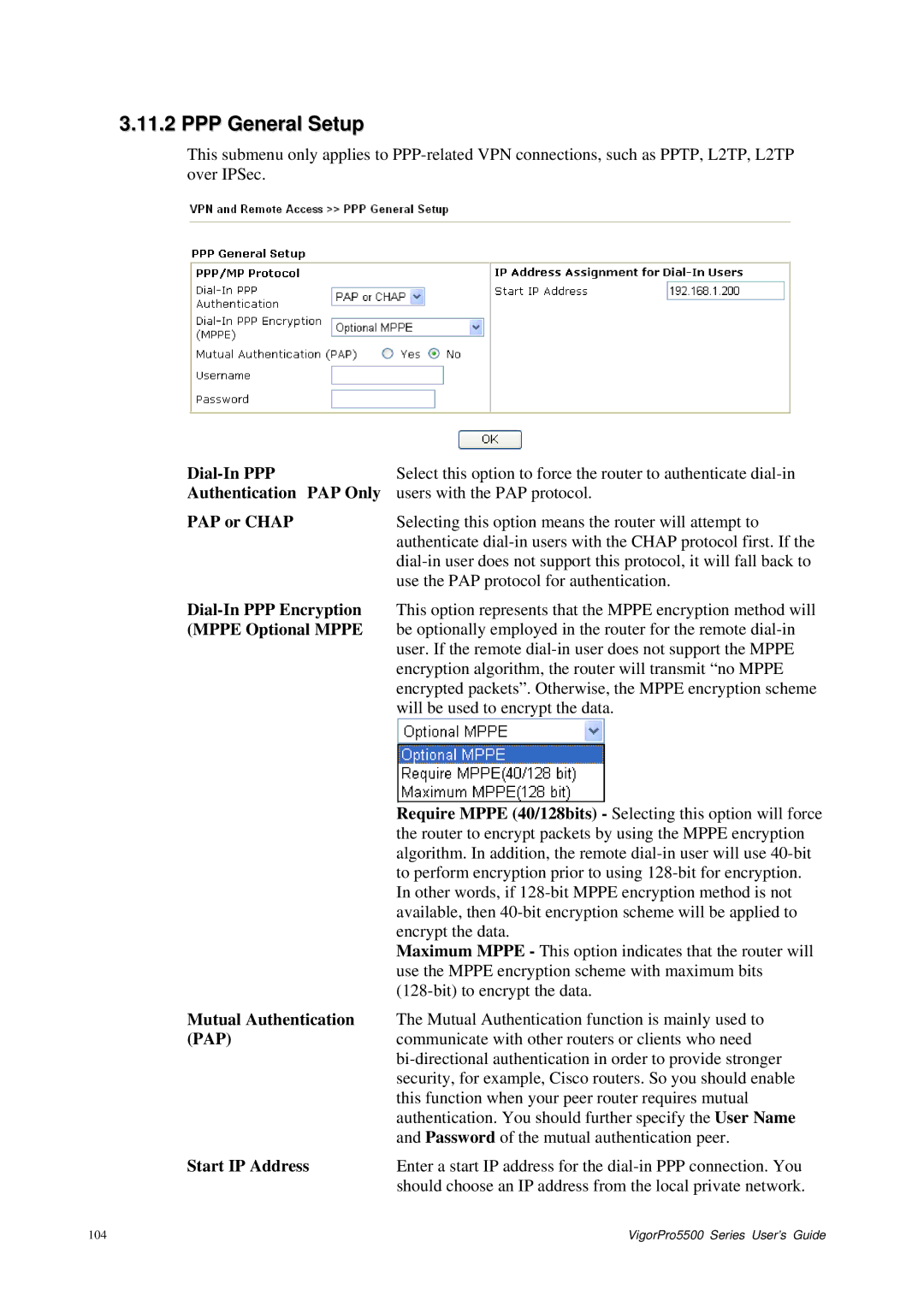 Draytek 5500 Series manual PPP General Setup 