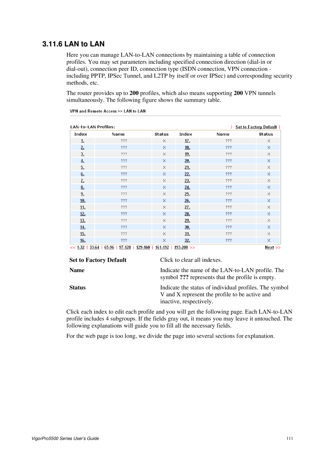 Draytek 5500 Series manual LAN to LAN, Set to Factory Default 