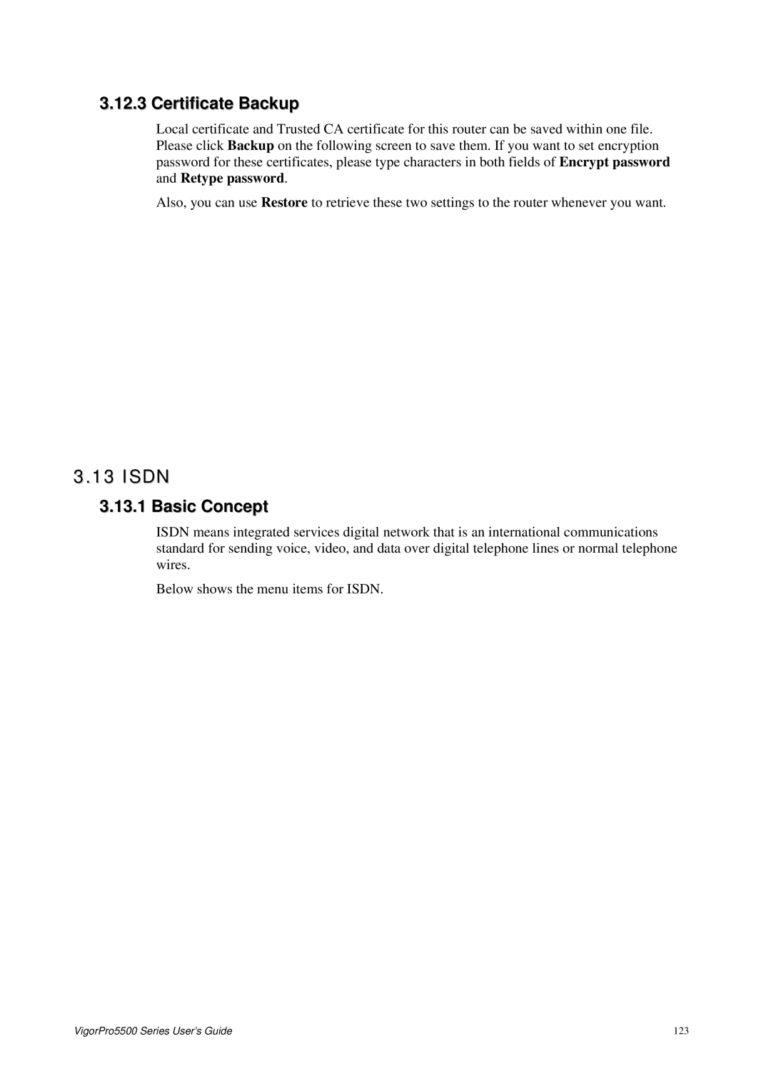 Draytek 5500 Series manual Isdn, Certificate Backup, Basic Concept 