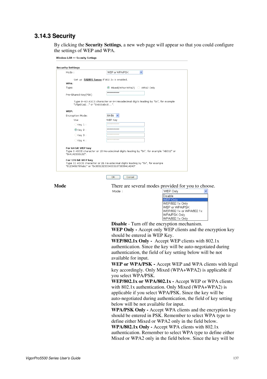 Draytek 5500 Series manual Security 