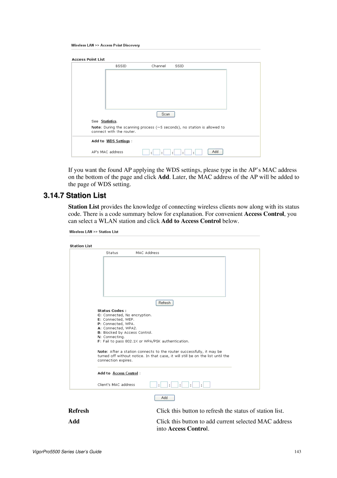 Draytek 5500 Series manual Station List, Into Access Control 