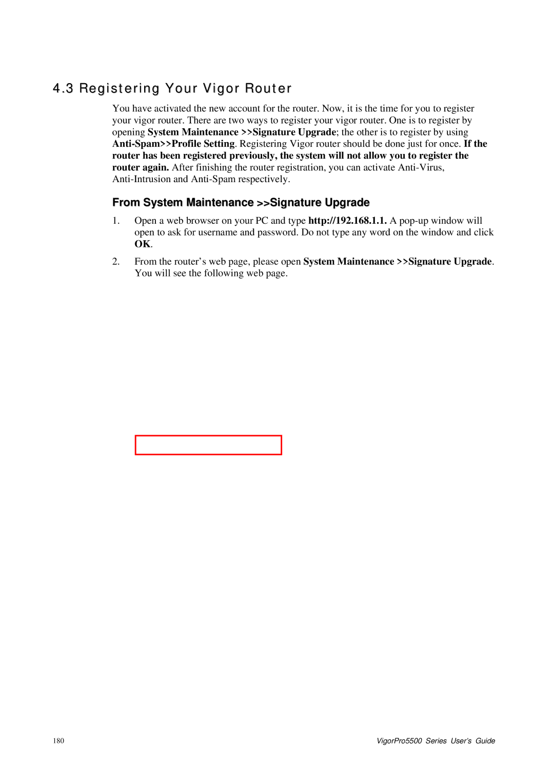 Draytek 5500 Series manual Registering Your Vigor Router, From System Maintenance Signature Upgrade 