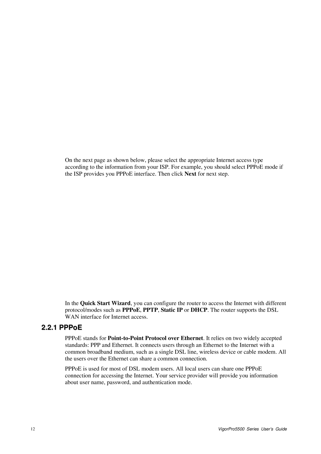 Draytek 5500 Series manual PPPoE 