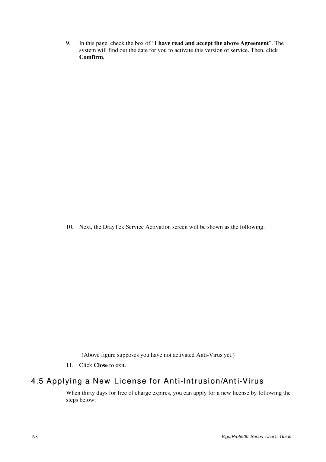 Draytek 5500 Series manual Applying a New License for Anti-Intrusion/Anti-Virus 