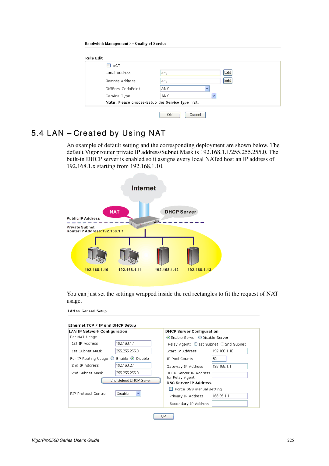 Draytek 5500 Series manual LAN Created by Using NAT 