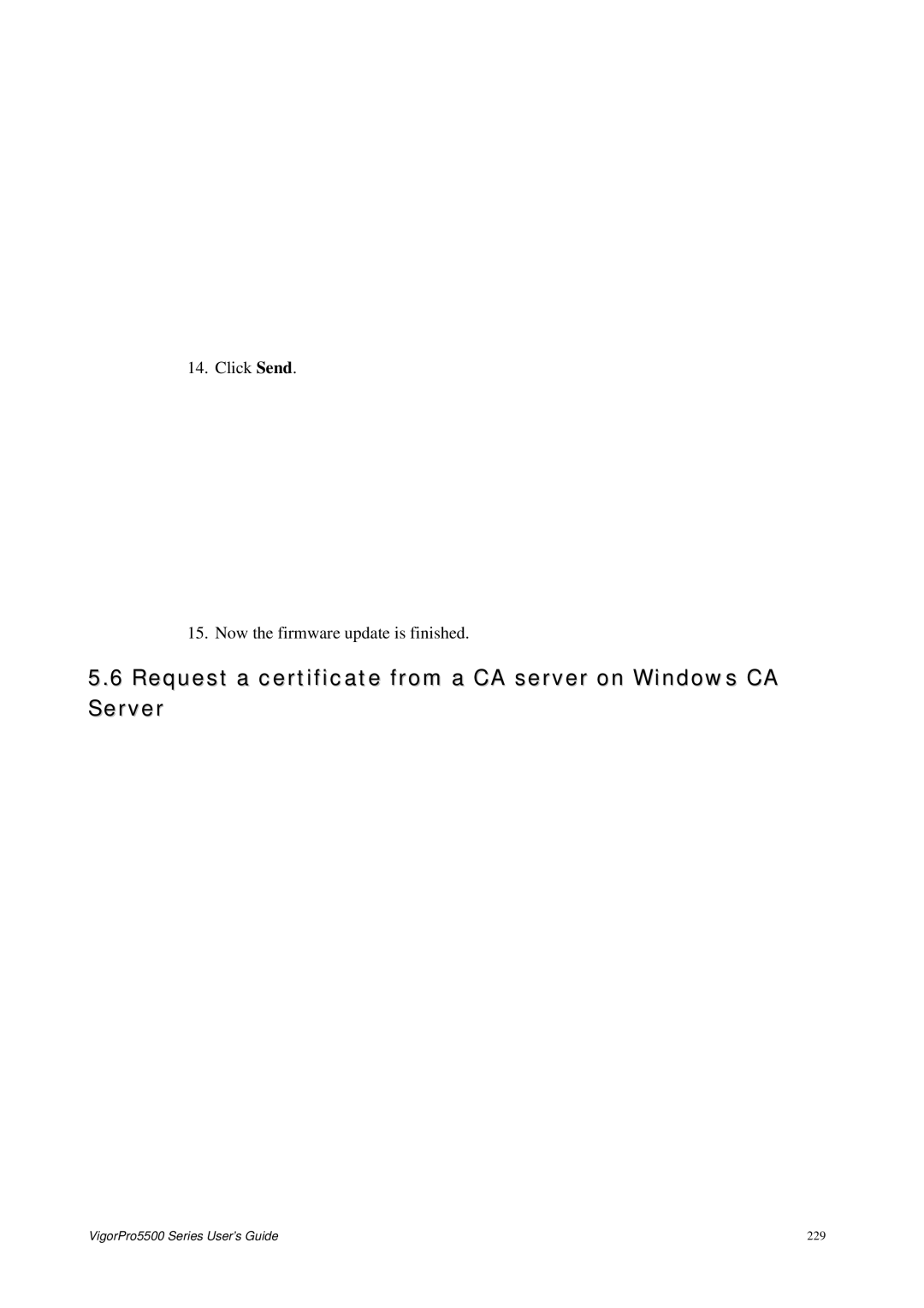 Draytek 5500 Series manual Request a certificate from a CA server on Windows CA Server 