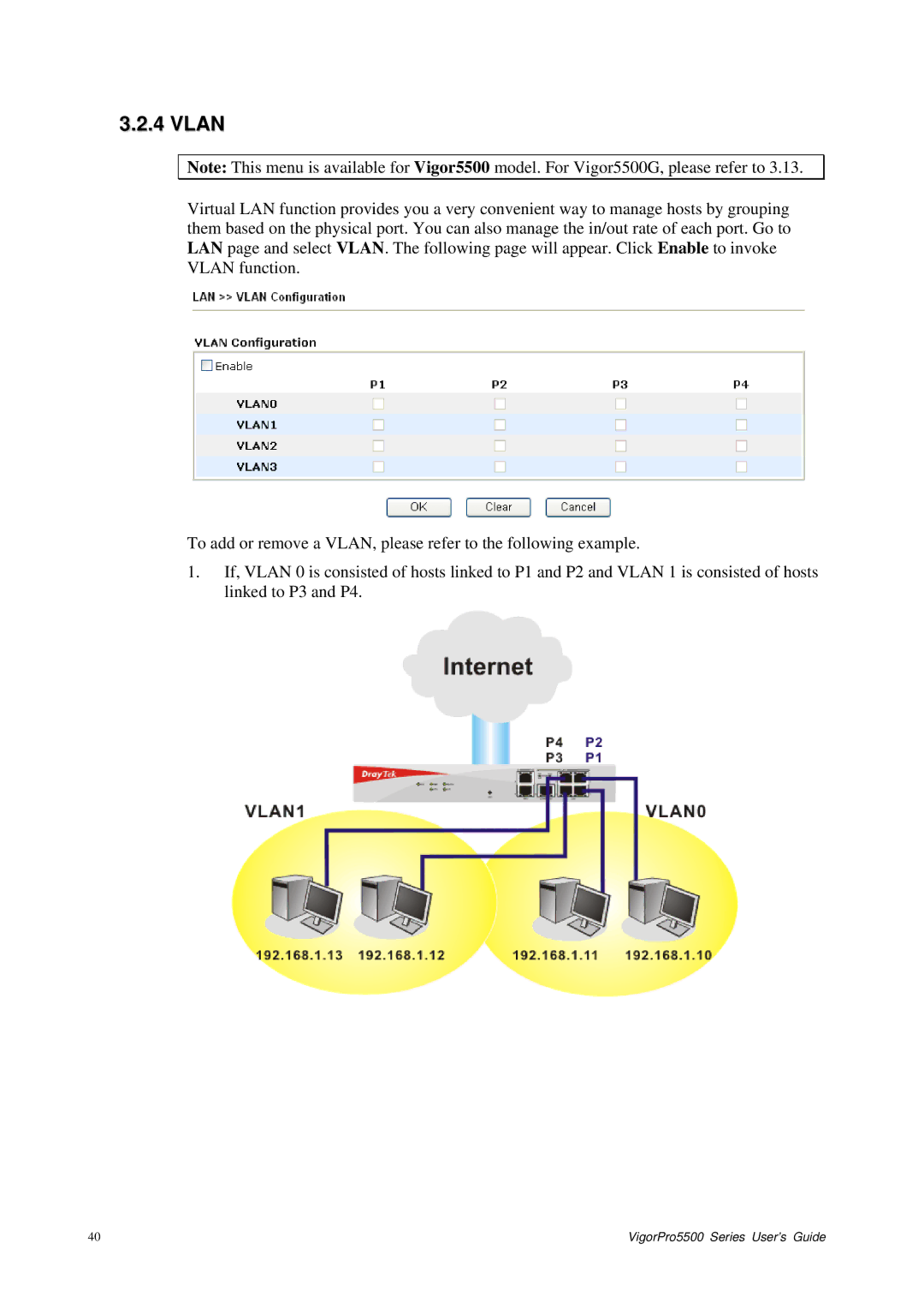 Draytek 5500 Series manual Vlan 