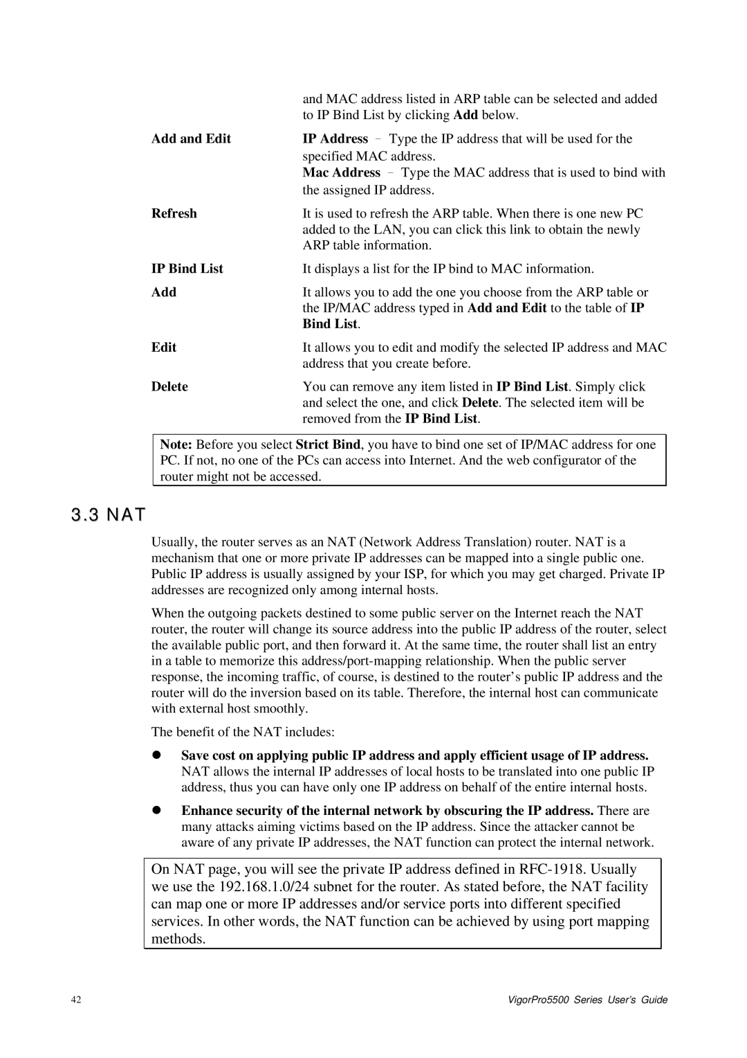 Draytek 5500 Series manual Nat 