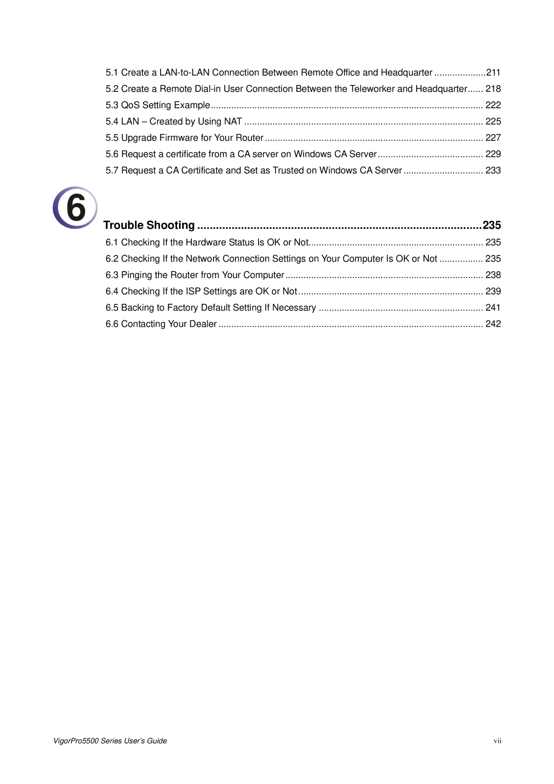 Draytek 5500 Series manual Trouble Shooting 235 