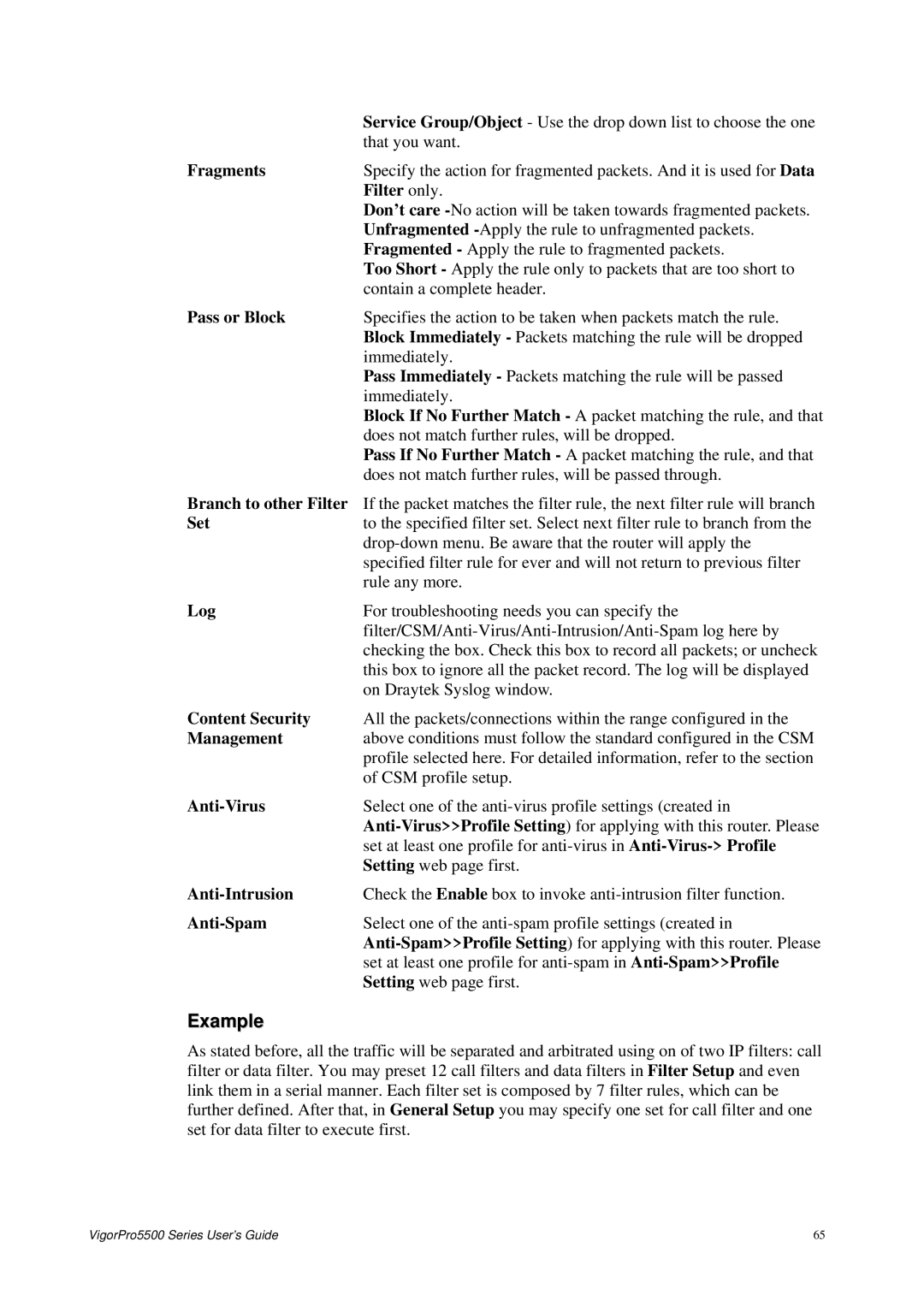 Draytek 5500 Series manual Example 