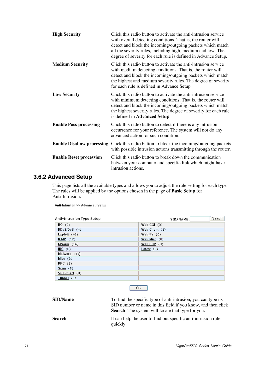 Draytek 5500 Series manual Advanced Setup 