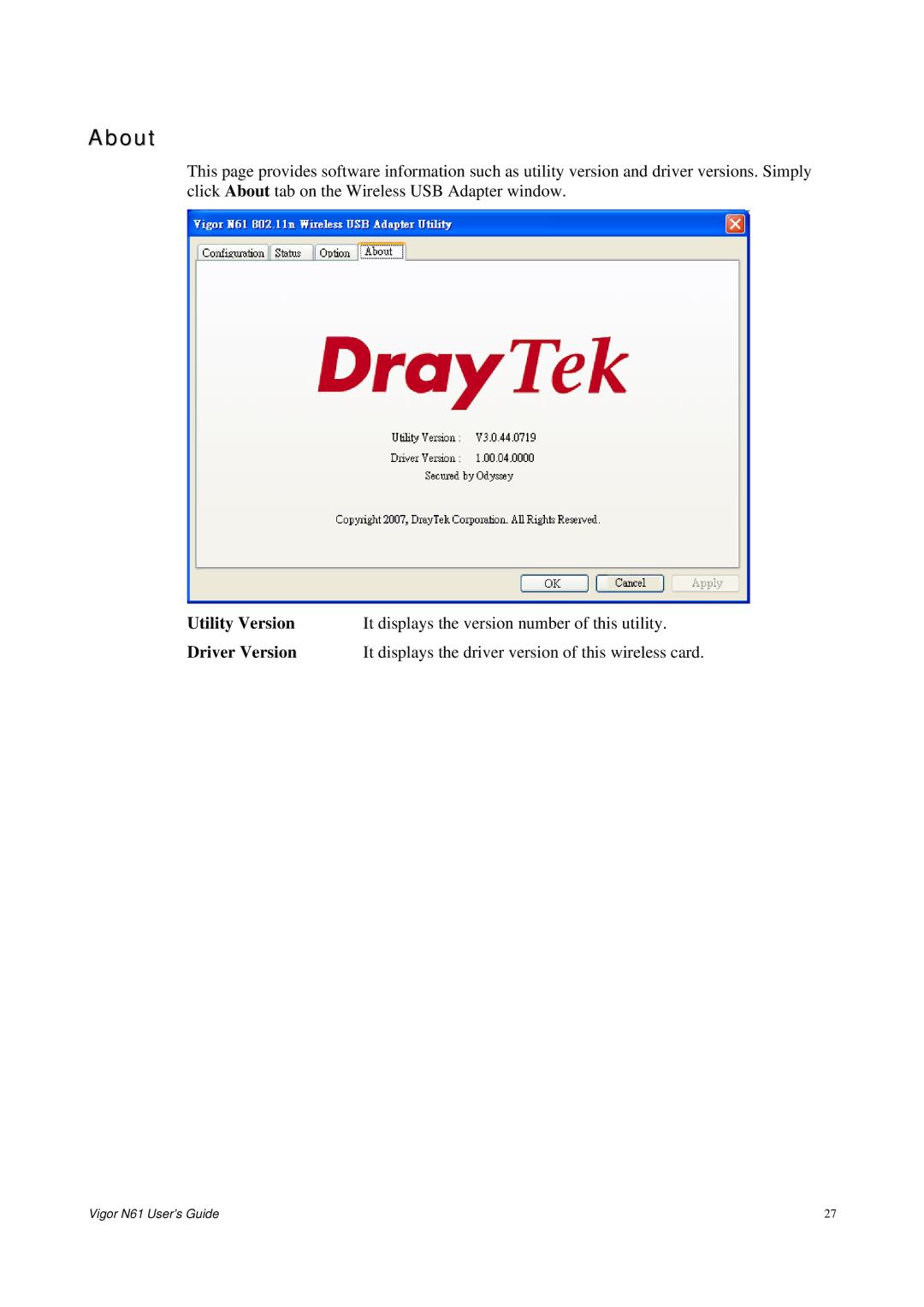 Draytek N61 manual About 